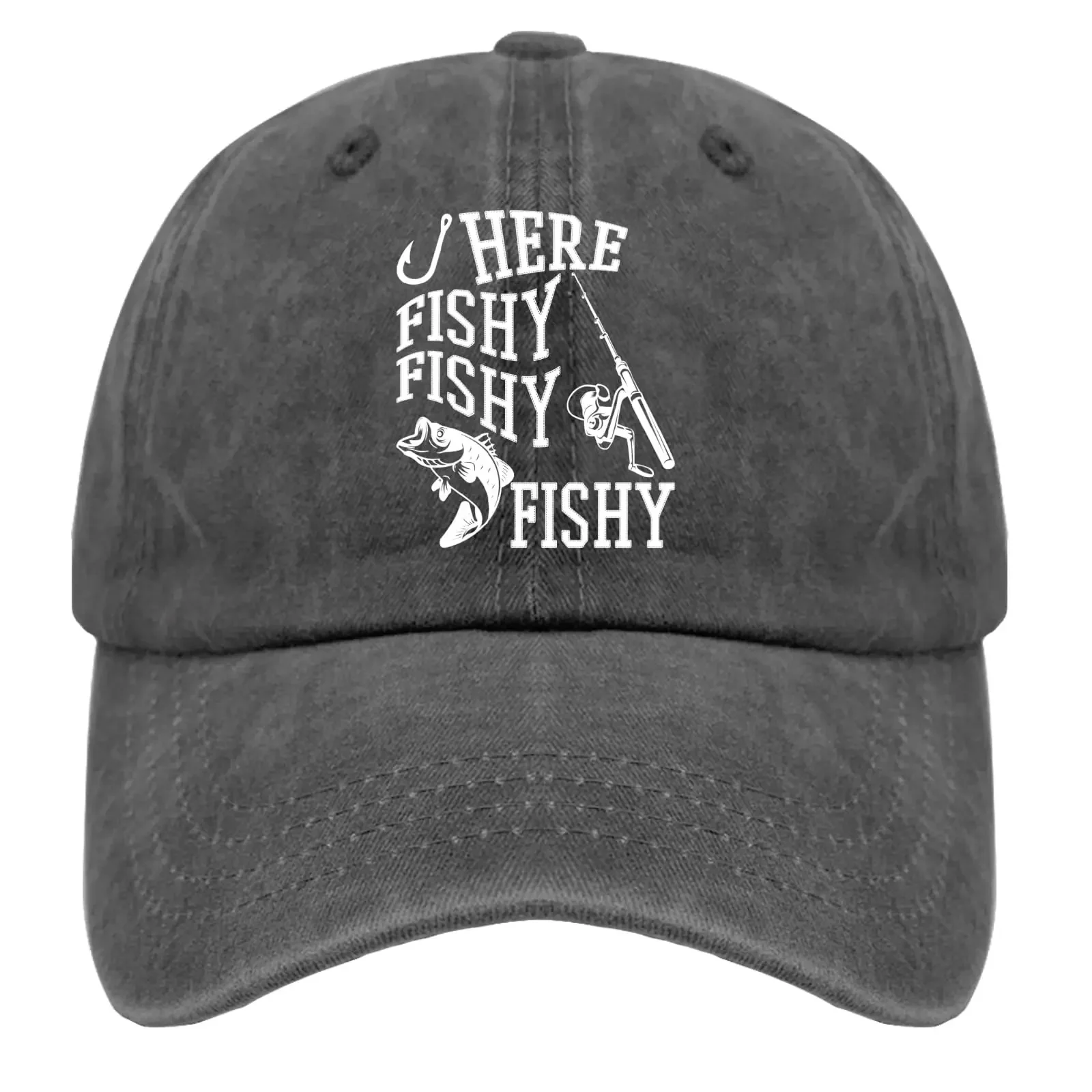 Hat Funny Fishing Here Fishy Fishy Fishy Dad Hats, Vintage Cap for Men