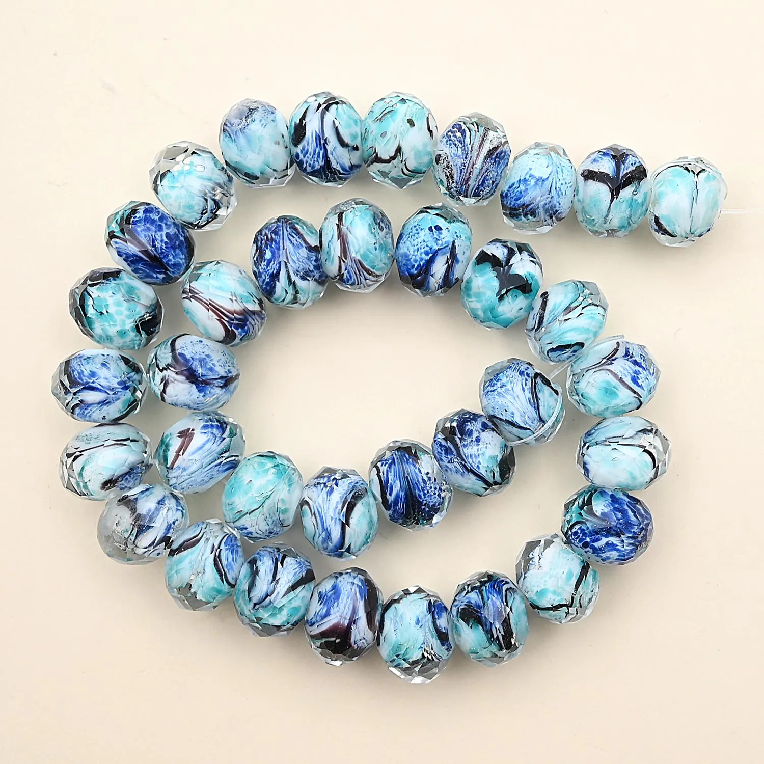 9x12mm Faceted Murano Lampwork Beads Blue Glass Crystal Spacer Beads For Jewelry Making Diy Charms Bracelet Necklace Accessories