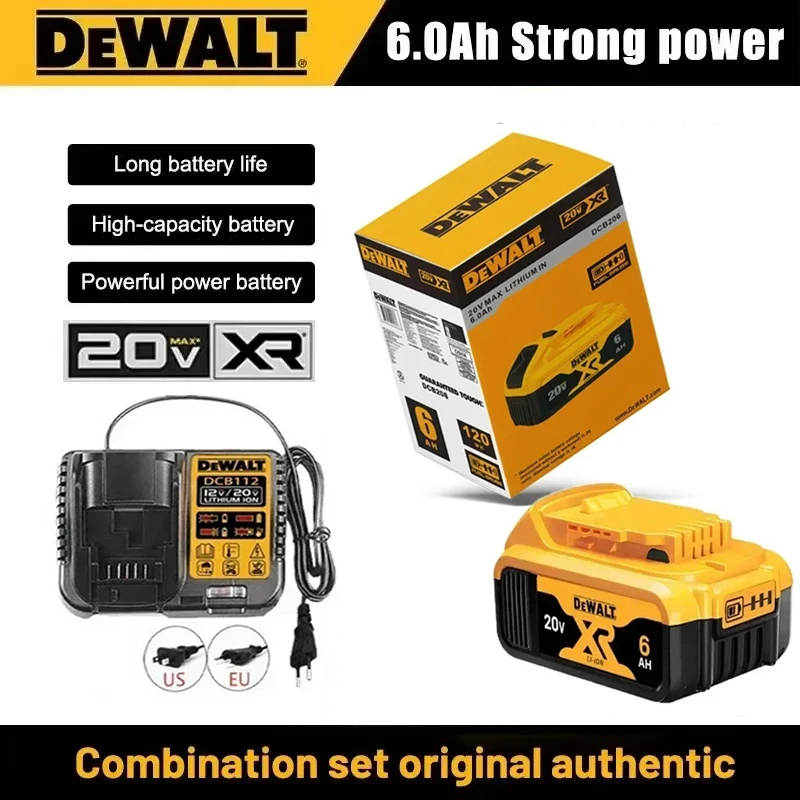 Batería original Dewalt 20V/60V 6.0Ah para herramientas eléctricas DCB206 DCB205 DCB200 DCF887 DCG405 DCD791 DCF922 DCF850 DCD805