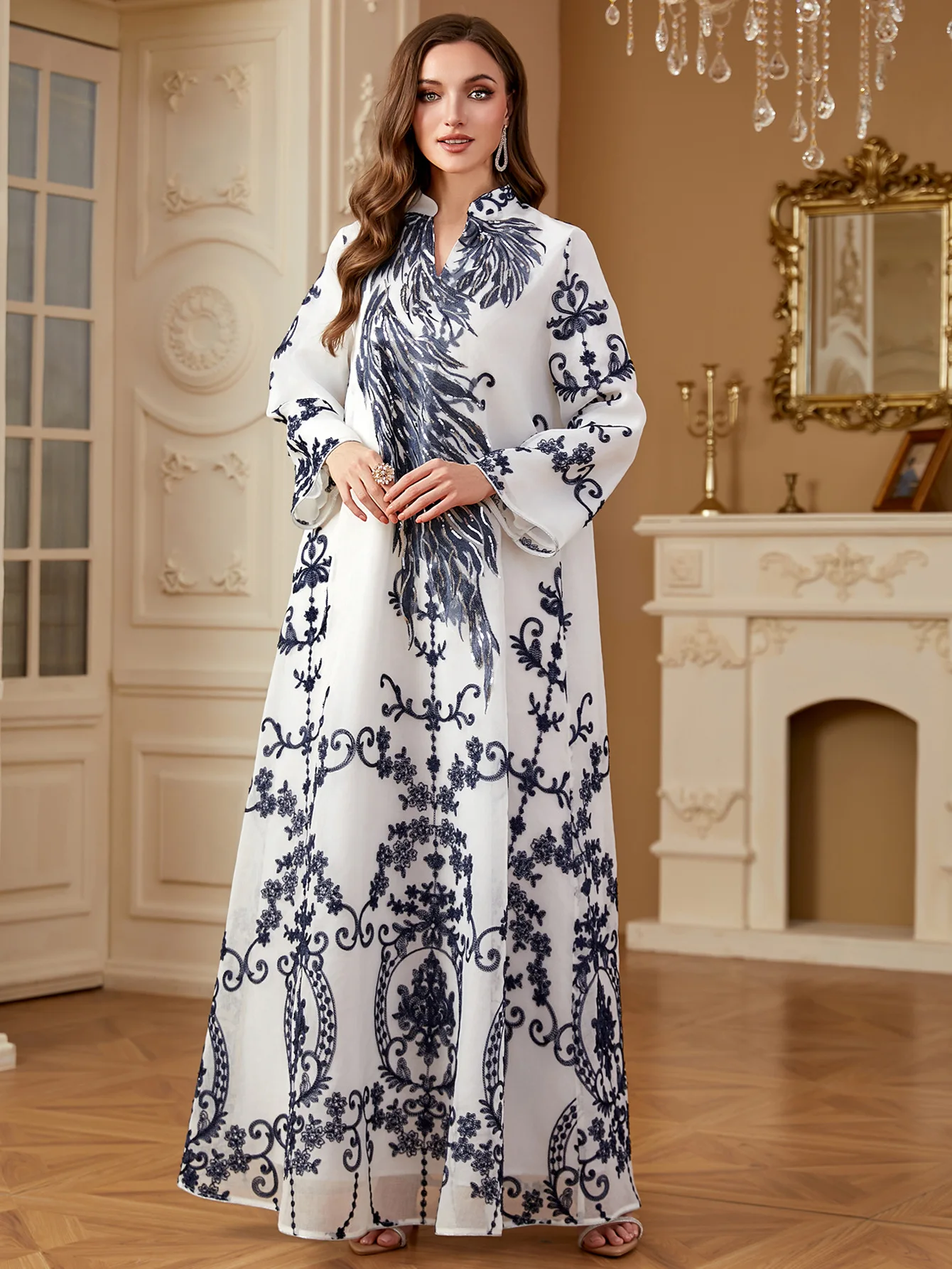 

Fashion Muslim Women Embroidery Sequins Maxi Dress Abaya Dubai Turkey Kaftan Jalabiya Caftan Islamic Clothing Musulman Djellaba