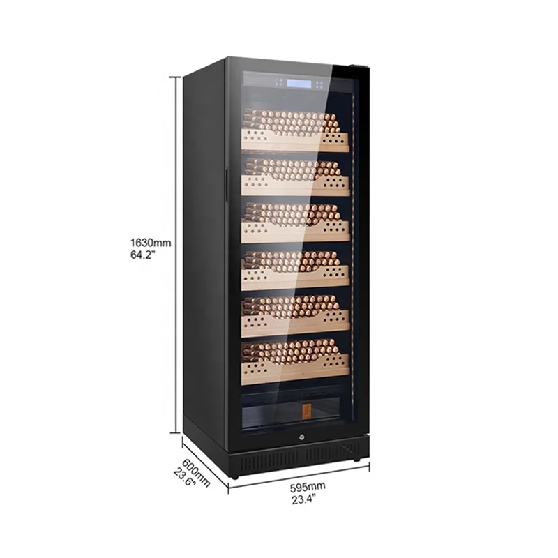 カスタム高級木製ガラス扉付きシガーヒュミドールキャビネット