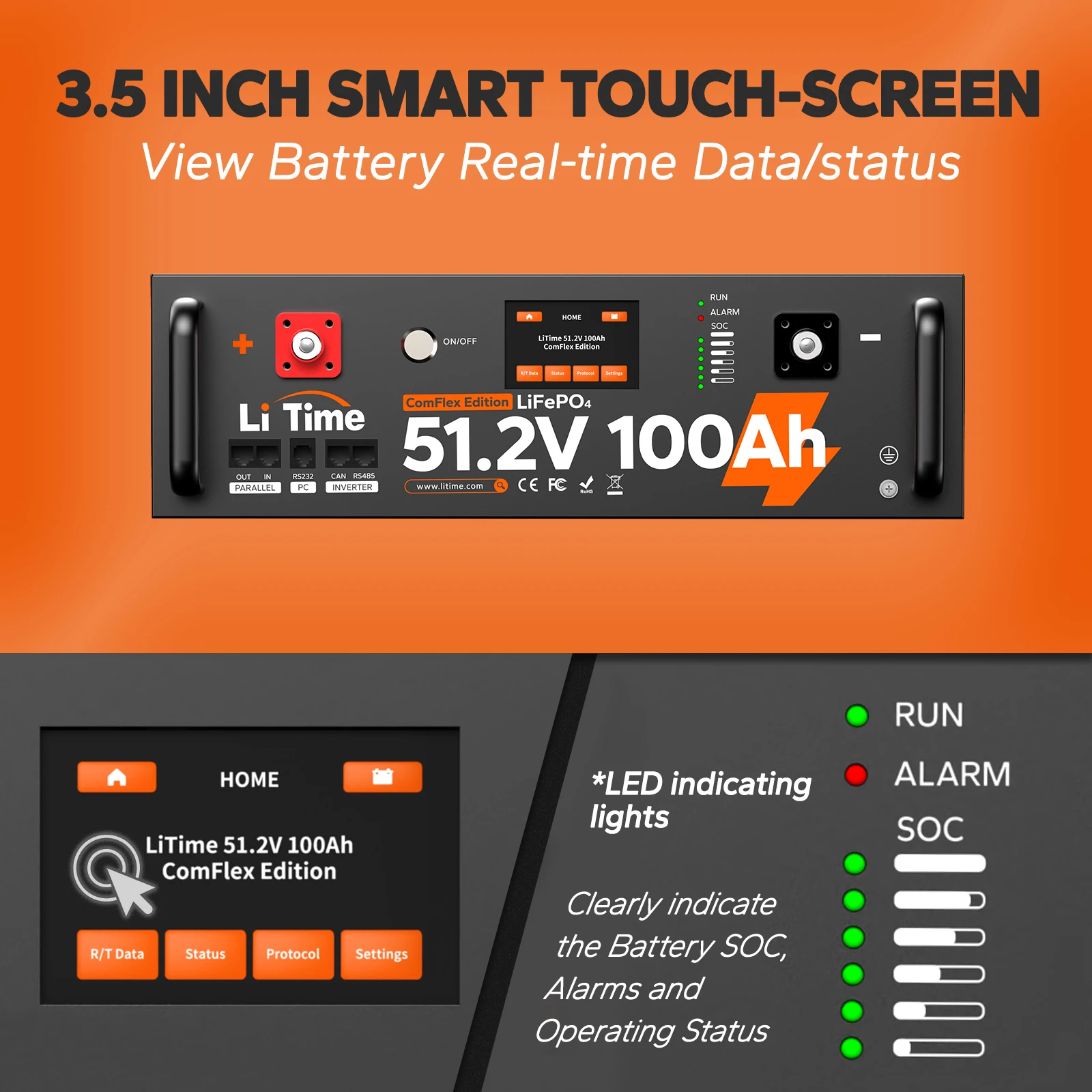 48V(51.2V)100Ah ComFlex Edition Server Rack LiFePO4 Battery With CAN/RS485 Communication US EU AU JP CA Stock