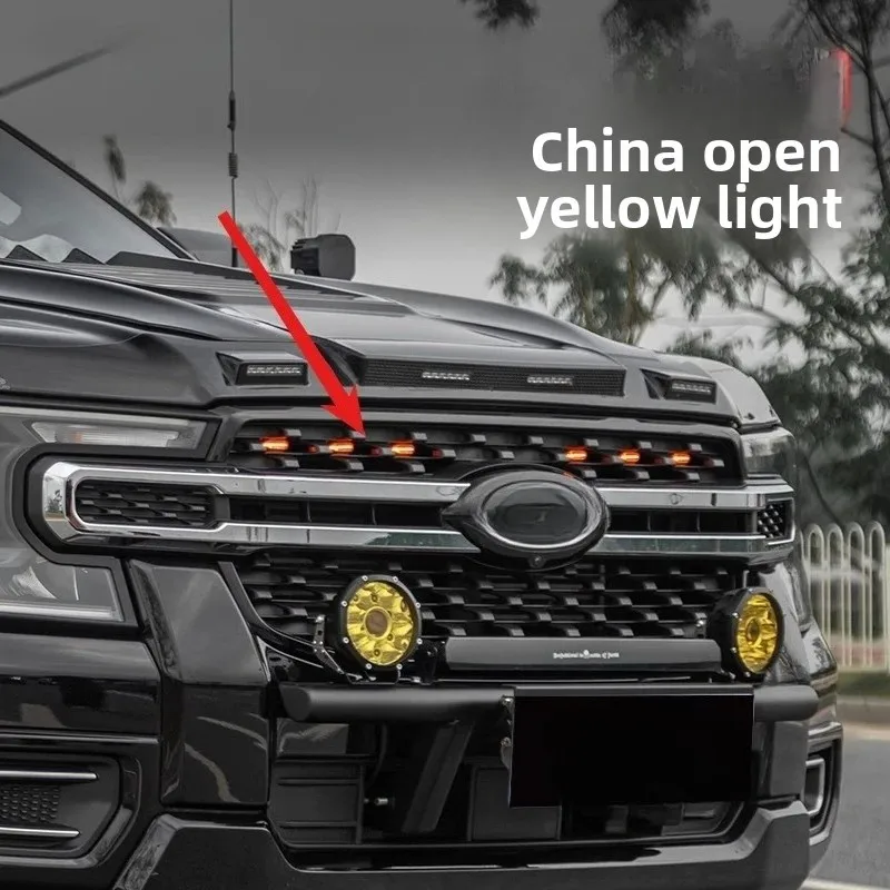 

Маленький желтый свет в центре сетке для Ford Ranger Wildtrak T9 2022 2024 2023 2025, аксессуары