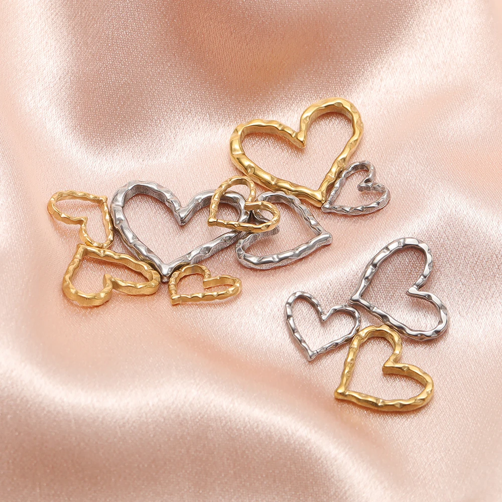 5 Stück Edelstahl-Hohlherz-Anhänger für DIY-Schmuck, Damen-Halsketten, Anhänger, Ohrringe, Armband-Zubehör – Detail 5