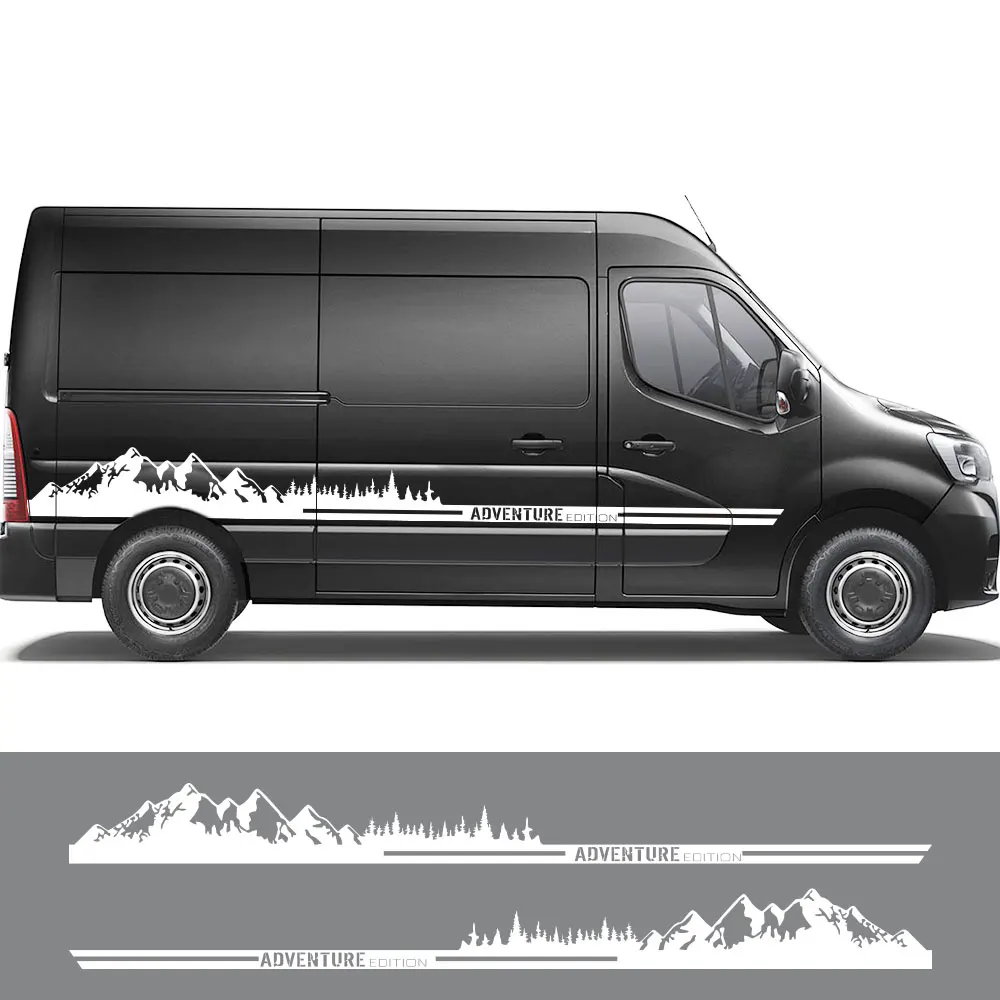 2PCS Car Stickers For Renault Master 2 3 4 NIssan NV400 Interstar Opel Vauxhall Movano Tuning Accessories Camper Van Mountain - view 2
