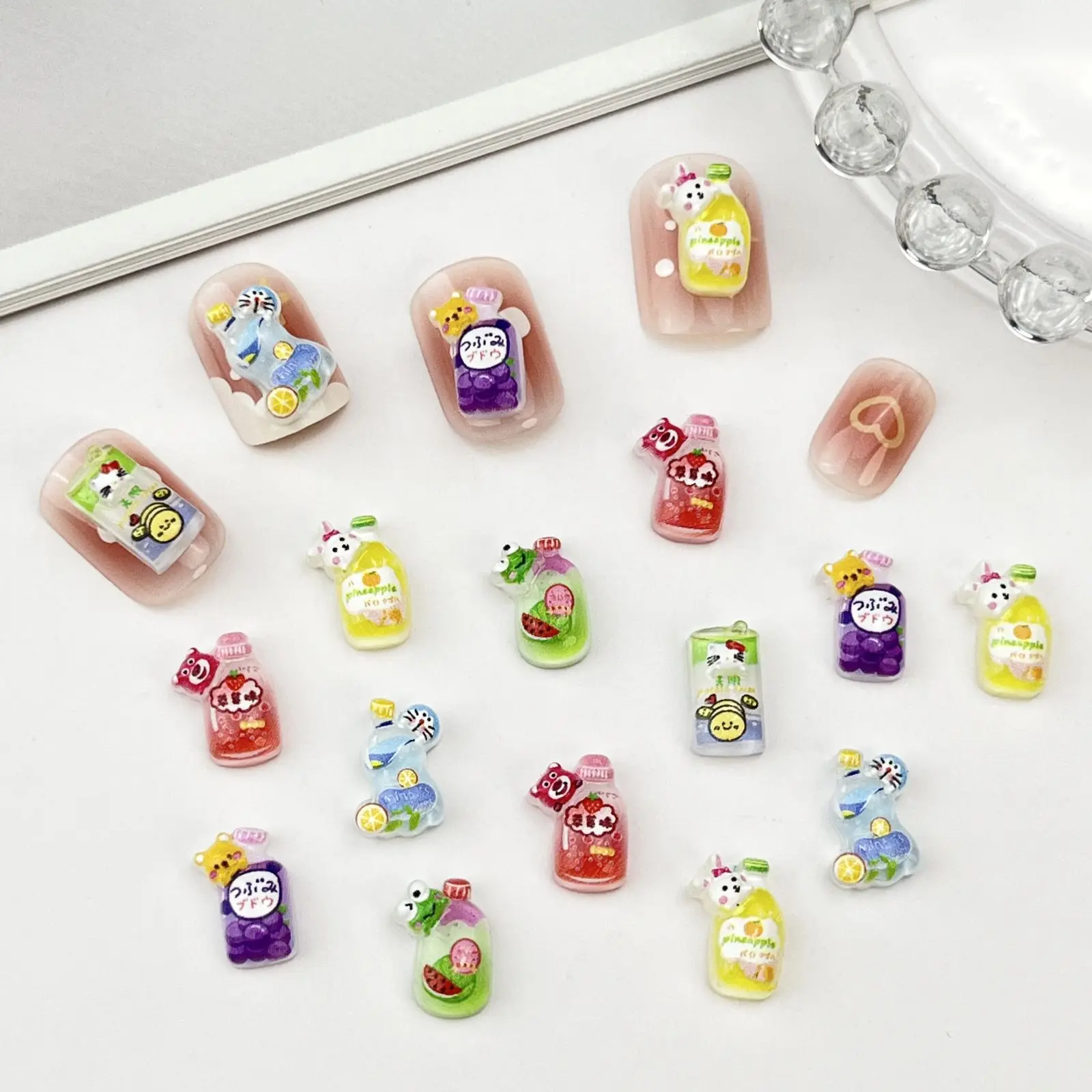 20pcs miniso ghost cartoon nail charms for diy nail making cute mini resin flatback nail art decoreation