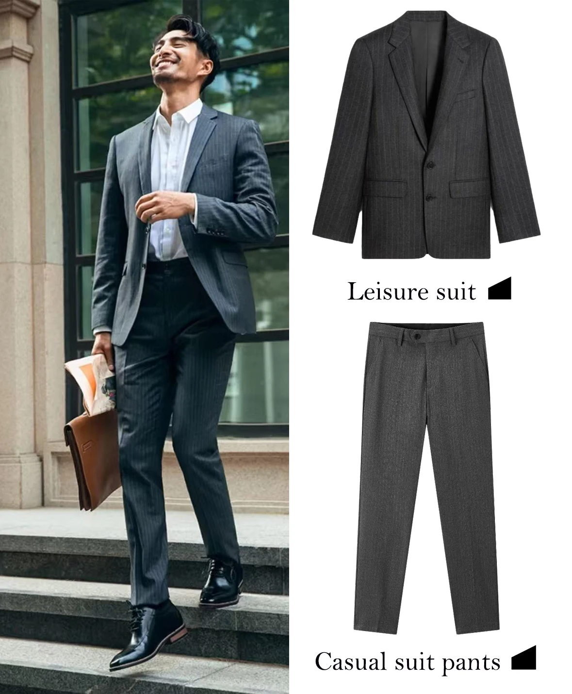 

FWRD Classic Striped Suit High End Dark Gray Striped Suit Business Formal Exquisite Striped Suit #FWRD0021
