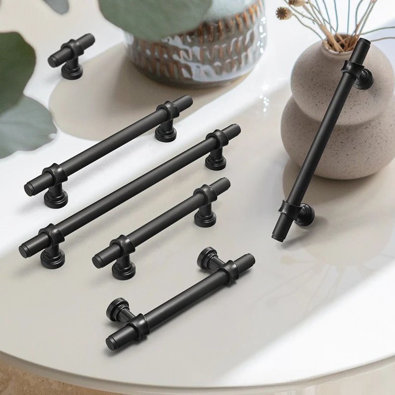 

Ручка для двери шкафа, кухонная дверная ручка, ящик, современная новая фурнитура в китайском и бельгийском европейском стиле, черная с одним отверстием