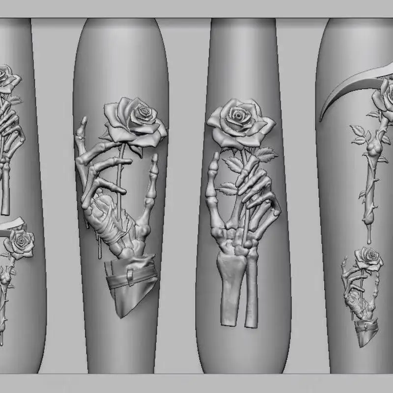 Nail Art Formen Rose Blume Schädel Silikon Diy Skelett Hand Design Transparent Carving Mold Dekorationen