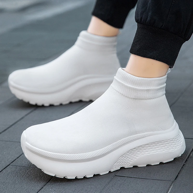 Men's Socks Shoes Black Sneakers Light Breathable Women Runing Shoes Outdoor Platform High Top Men Shoes New Unisex Sport Shoes