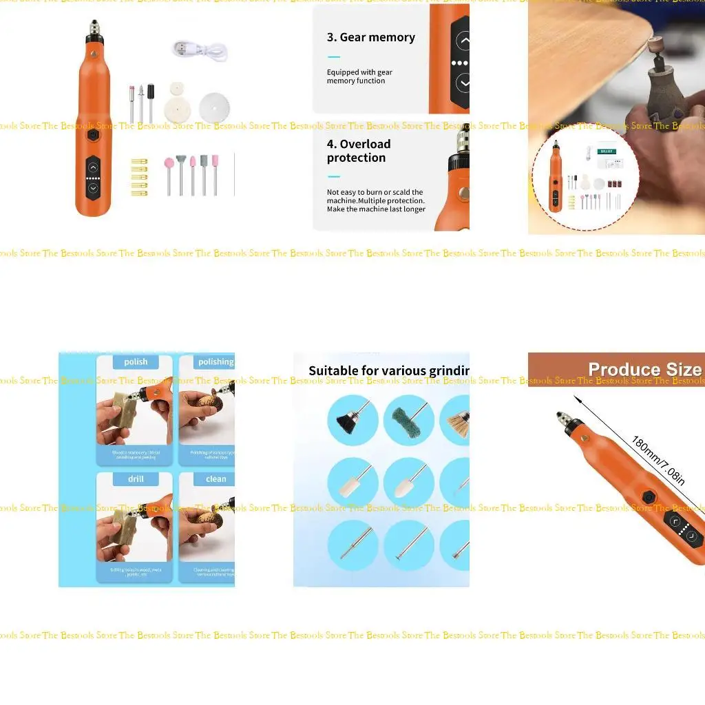 

12PF Rechargeable Handheld Rotary Tool 5 Speed Options for Crafting Precise Grinding