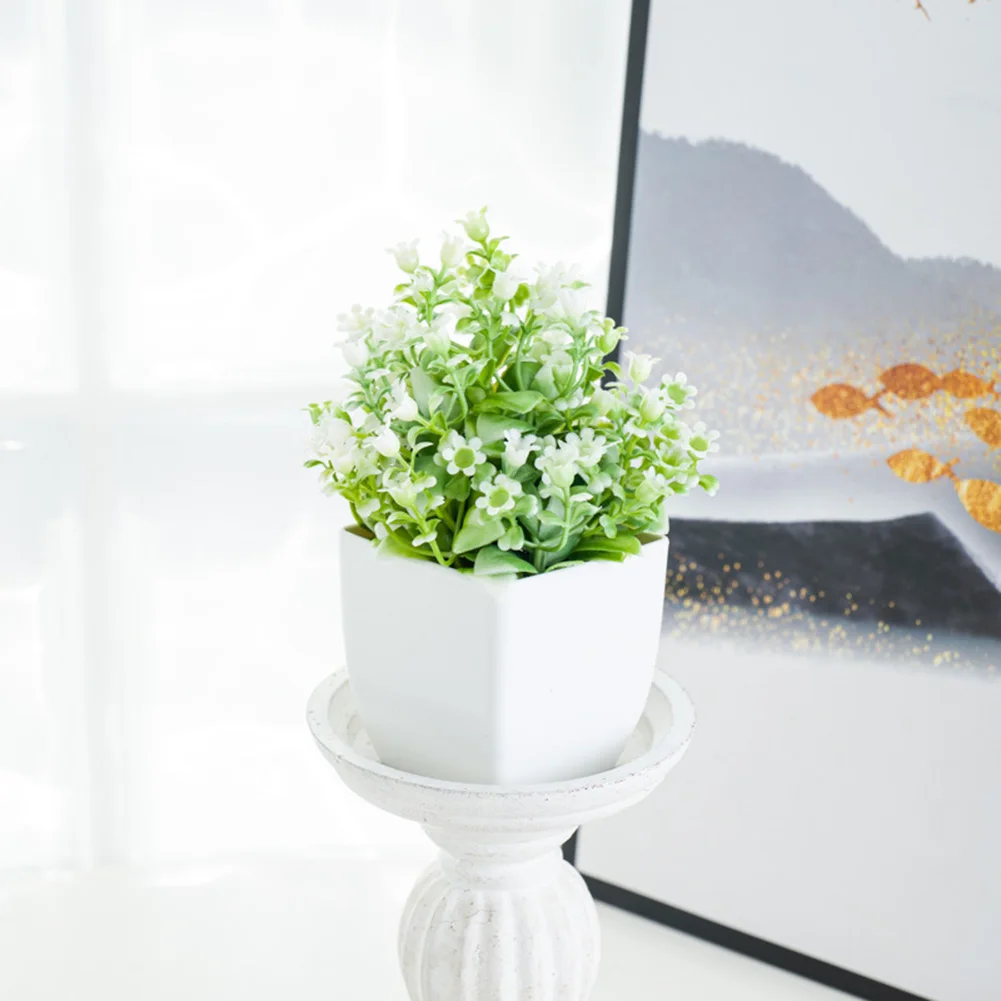 Elegant Faux Flower Arrangement Set 6 Artificial Potted Plants for Home and Office Perfect for Adding Cheer to Any Space