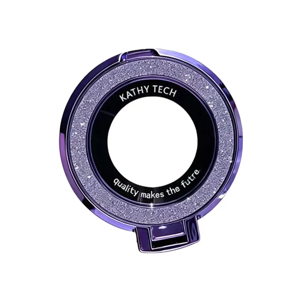 Doppelring-Handyhalter mit Ständer, Glitzer, faltbarer Handyring-Griff, ultradünner ABS-Fingerring-Ständer, universeller, mehrwinkeliger Tischständer – Detail 5