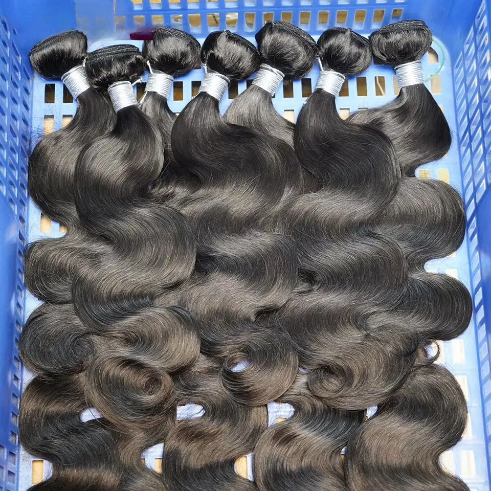 30 32 40 นิ้ว Body Wave 3 4 รวมกลุ่มบราซิล Remy 100% ที่ยังไม่ได้ดิบ Virgin Human Hair Wavy Double Bundles สานส่วนขยาย
