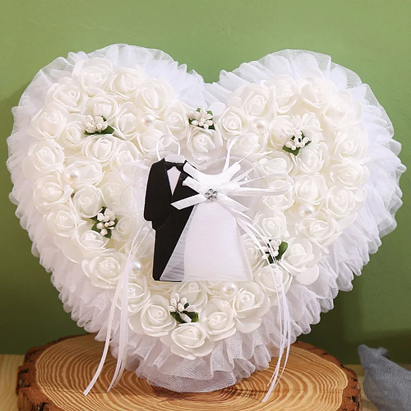 وسادة خاتم شريك الزفاف الفرنسية ، هدايا الزهور الإبداعية ، وسادة الحب ، عيد الميلاد ، عيد الحب ، مستلزمات التصوير الفوتوغرافي ، لوازم الزفاف