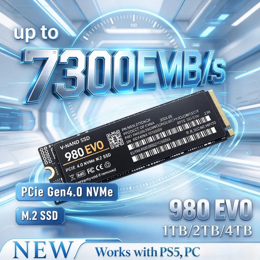 PCIe 4.0 X4 NVMe M.2 2280 SSD 980 EVO Up to 7300MB/s 3D NAND TLC Internal Solid State Drive for PS5 Gaming Desktop & Laptop PC