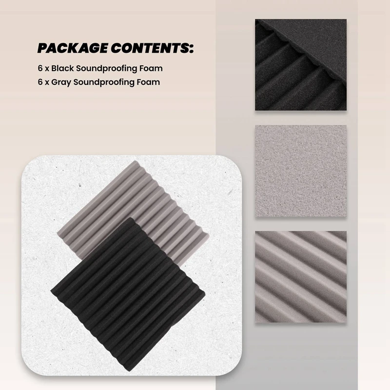12 Pcs Acoustic Foam Board,Studio Wedge Tile,Acoustic Foam Soundproof Pyramid Studio Treatment Wall Panel 2.5X30X30cm