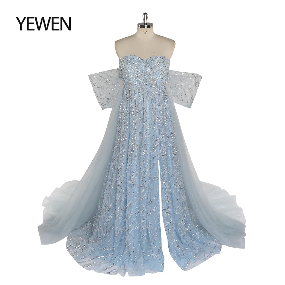 

Luxury Evening Dresses Gowns Side Leg Split Beaded Sequins A-Line Prom Dress for Women Party Lace Up Back YEWEN