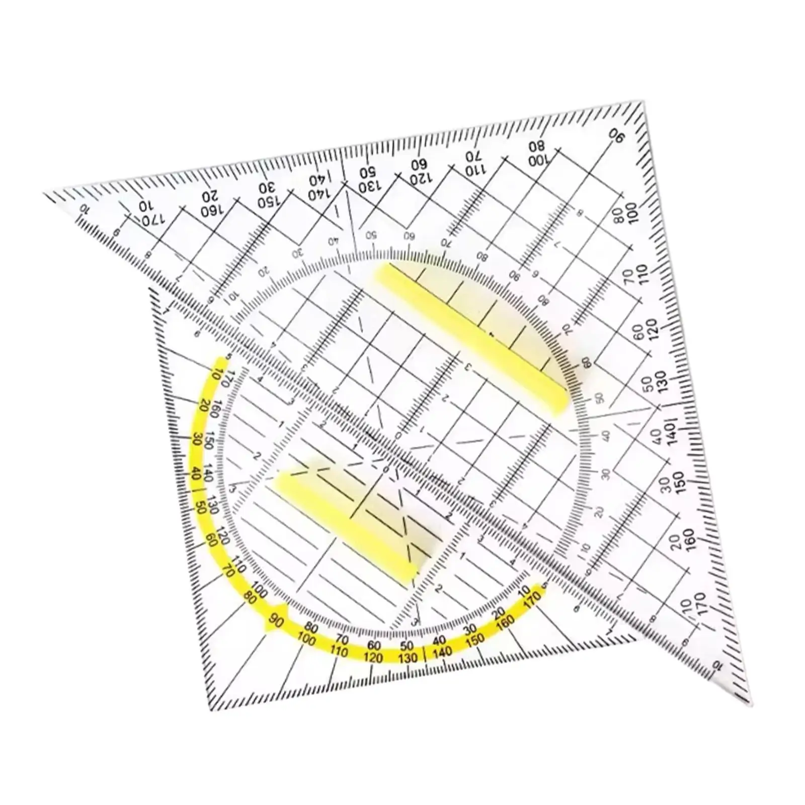 

2x Set Square Clear Triangle Ruler with Handle for Office Classroom University