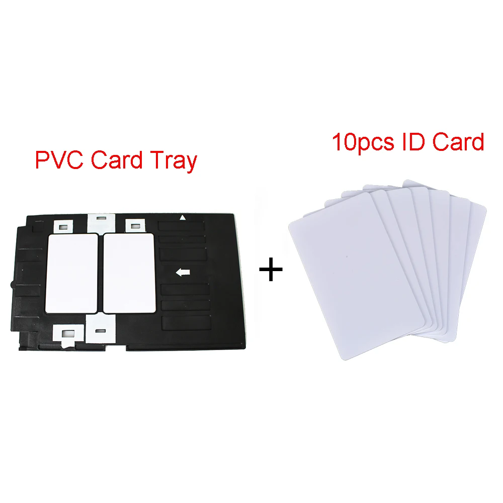 Bandeja de cartão de identificação em pvc + cartão de pvc para impressora jato de tinta epson l801 l805 p50 t60 r290 r330 r390 px700w px800fw px665 px660