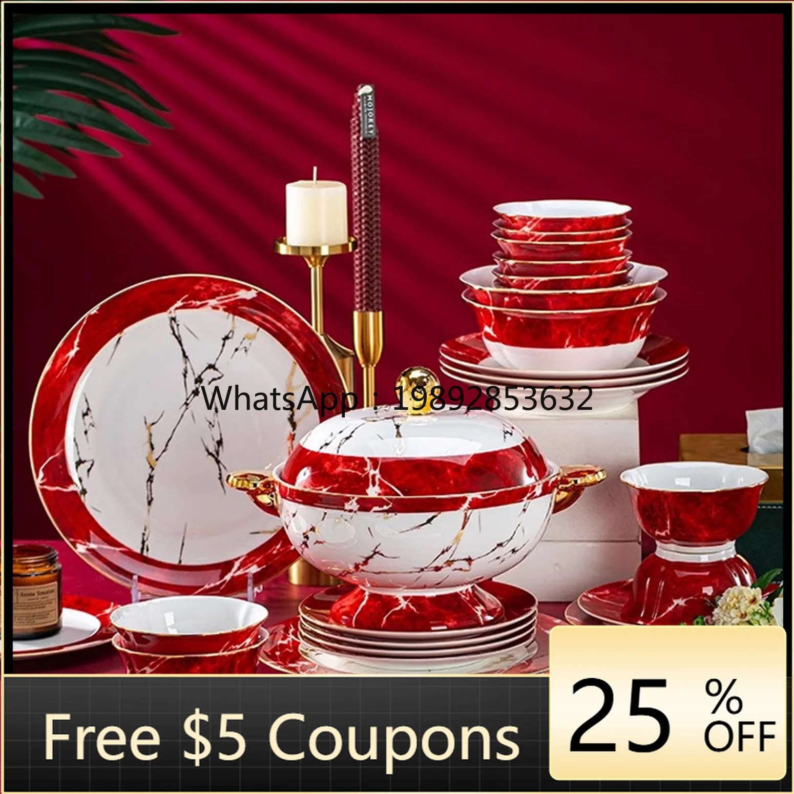 

ZC Household Tableware Set Chinese Style High-end Household Bowl Plate Tableware