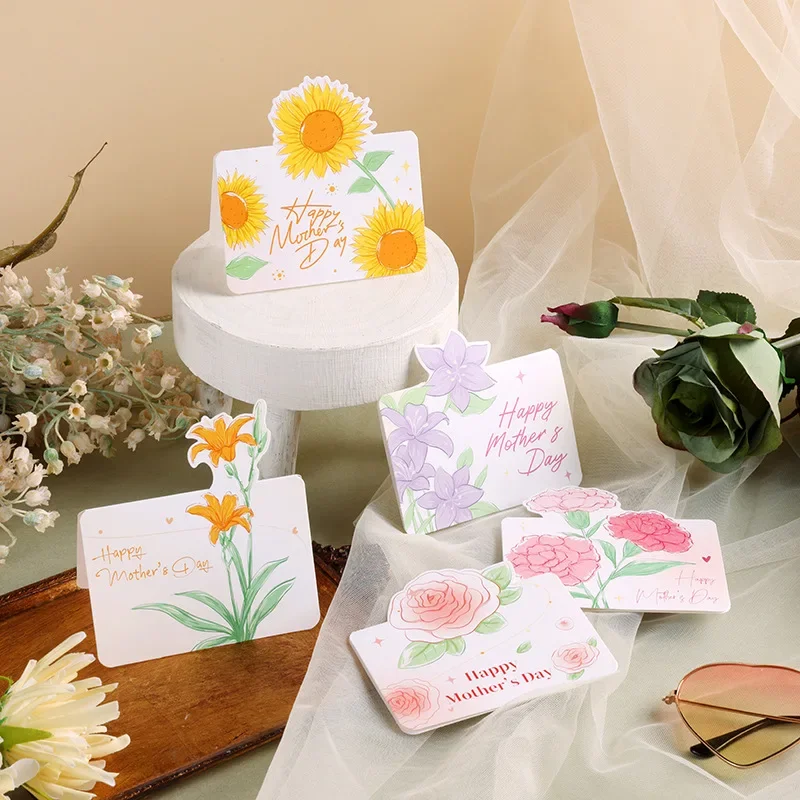 โรแมนติกดอกไม้ Happy Mother's Day Card 3D การ์ดอวยพรชุดโปสการ์ด Party สําหรับ ma's Day Decor ของขวัญสร้างสรรค์การ์ด 1-10 ชิ้น