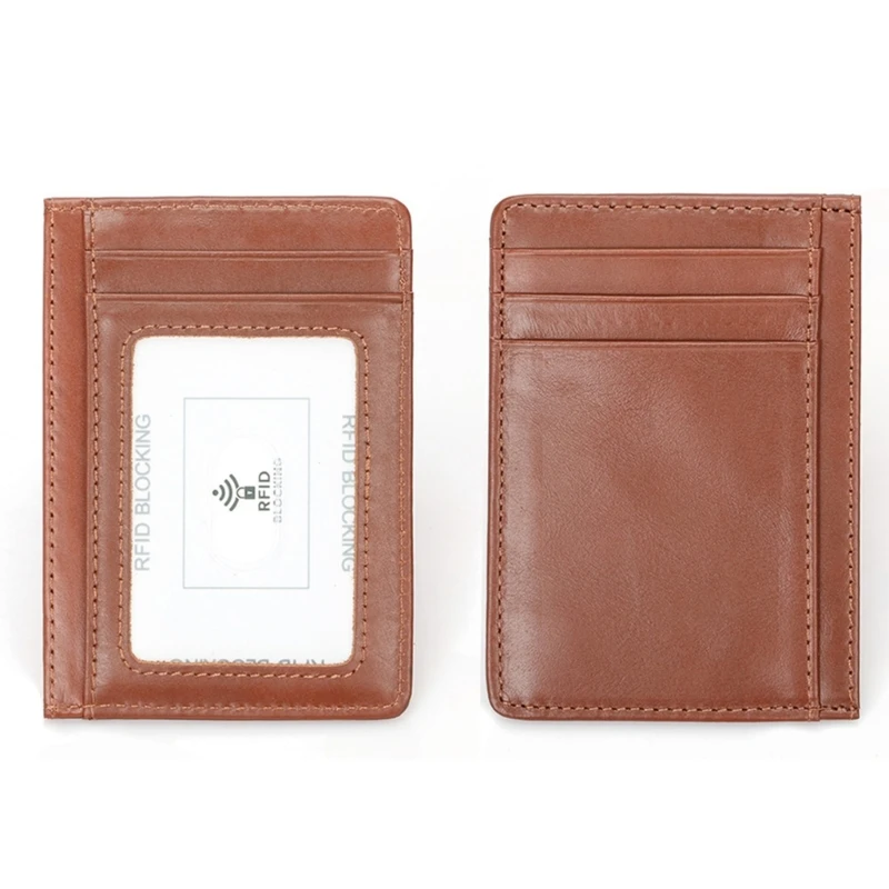 Retro Blocking Credit Card Holder Men Women Causal Soft PU Leather Bus Bank Card Protector Cover Slim Short Money Pocket Wallet