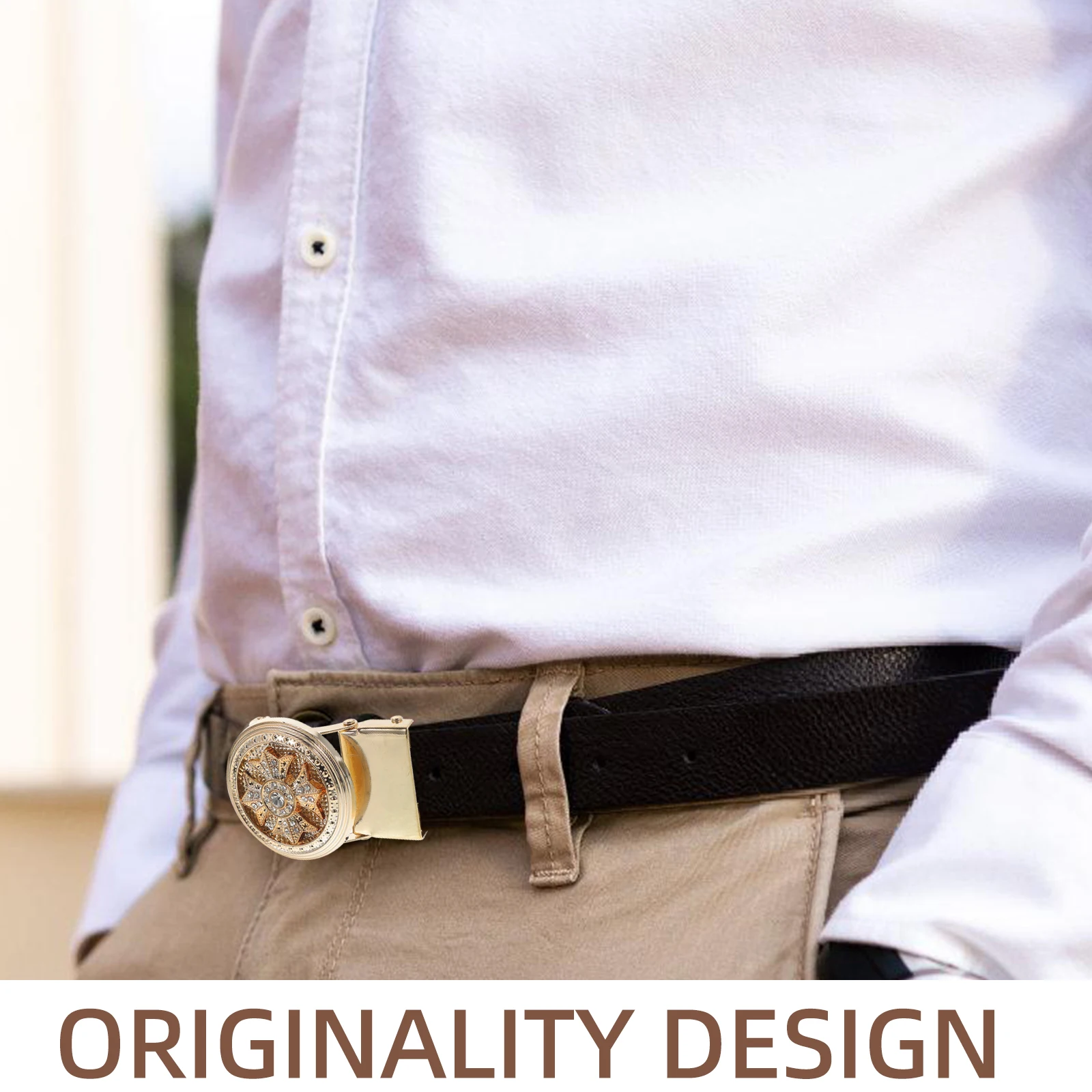 

1pc Men Belt Buckle Zinc Alloy Automatic Fastener For Jeans Comfortable Adjustable Fashion Accessory
