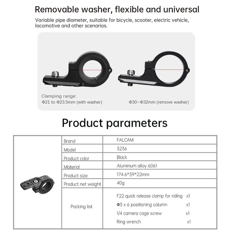 FALCAM 3236 F22 Quick Release Clamp Universal 1/4