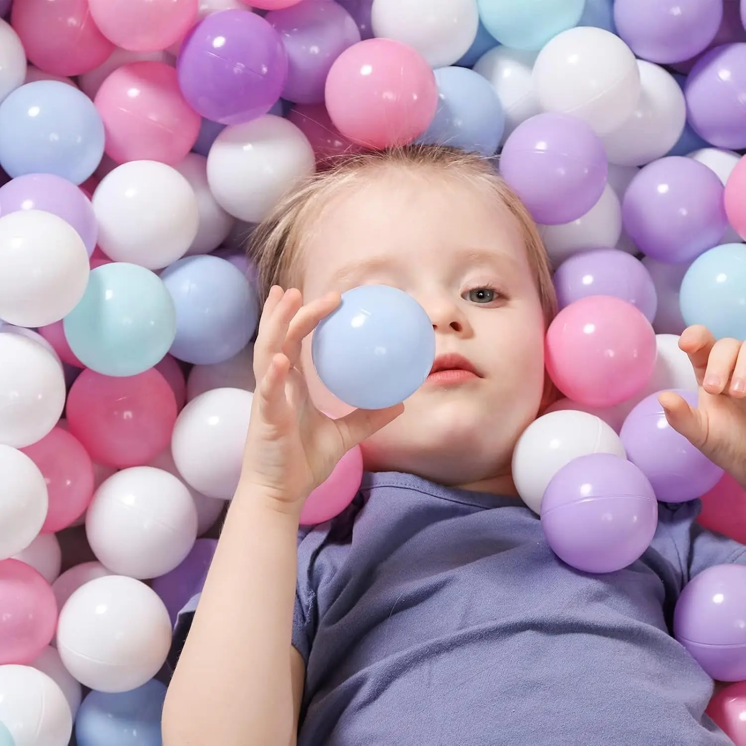 Ball Pit Balls 100 - Macaron Couleurs Boules pour Ball Pit, Play Tent Baby Playhouse Piscine Décoration de fête d'anniversaire (B-Violet, Rose,
