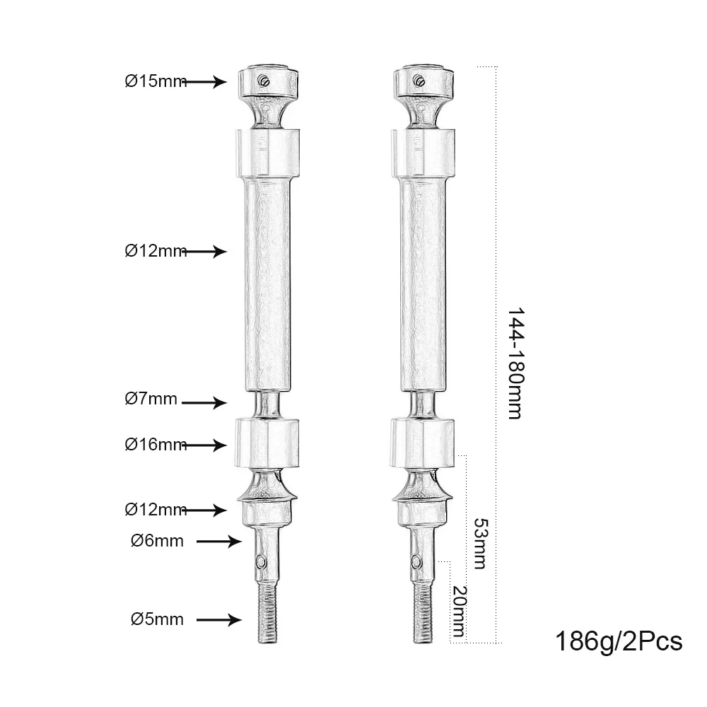 Aço duro ranhurado dianteiro e traseiro Driveshaft eixos para RC Car, TRX4 Monster Truck, MAXX 4S 89076-4, #8950, 1:10