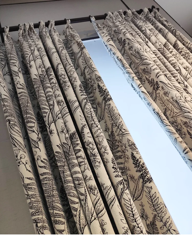 3.1m Extra Tall American Country Style Leaf & Branch Jacquard Chenille Blackout Curtains for Bedroom Living Room,Luxury Drapes