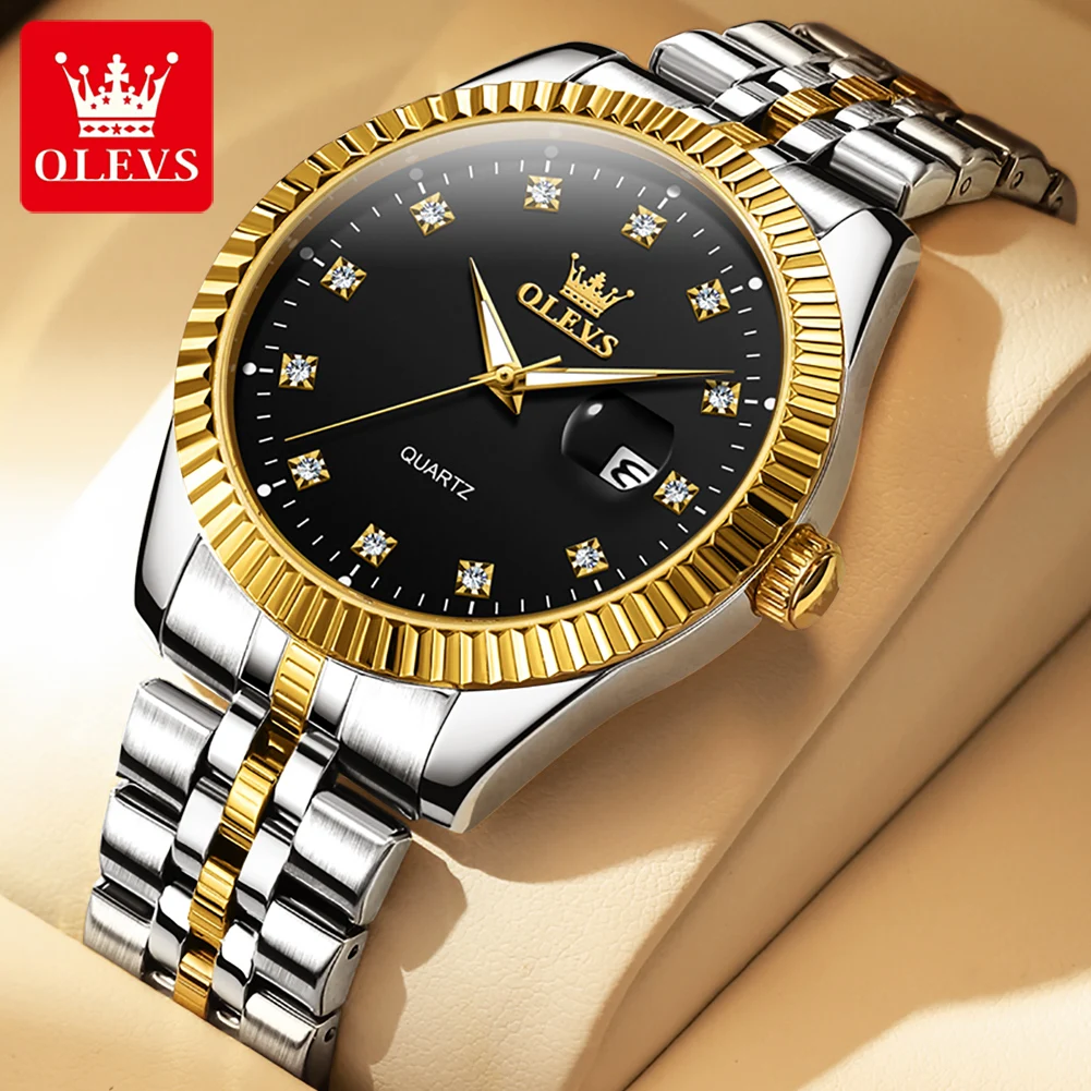 

OLEVS 5526 Classic Original Quartz Wristwatch for Men Stainless Steel Waterproof Day Date Mens Business Watch Luxury