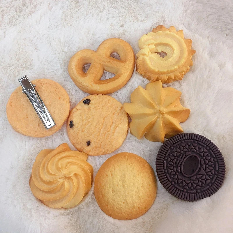 New Version Creative Cookie Hairpin Woman Girl Simulation Food Snack Funny Hair Trim Edge Clip Biscuits Cute Hairpins