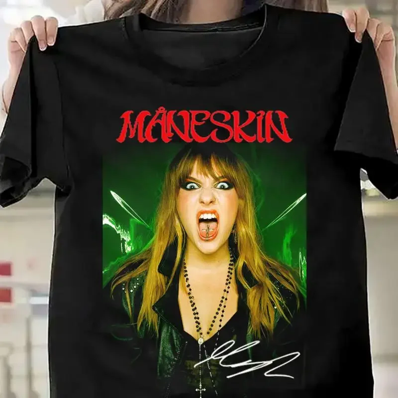 Rara camiseta negra de la banda Victoria De Angelis Signature Maneskin, todas las tallas, HE1022
