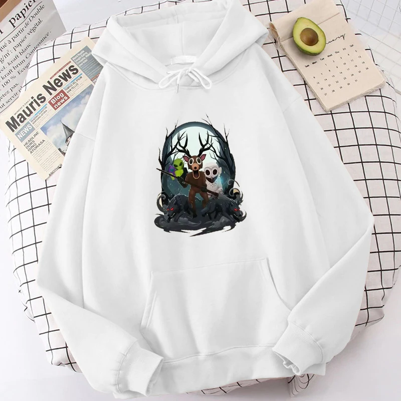 Nights in The Forest Men Women Hoodies Halloween Spooky Hoodie Design Print Tops Neutral Long Sleeved Pullover Hoodie Clothing