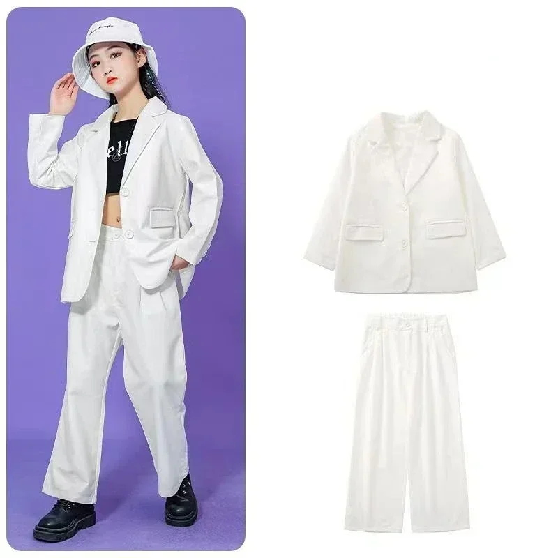 5807 Suit for Girls Dance Group Casual Long Sleeve Blazer Pants 2pcs Children Costumes Formal Black Jacket Set Boys 14-18 Years