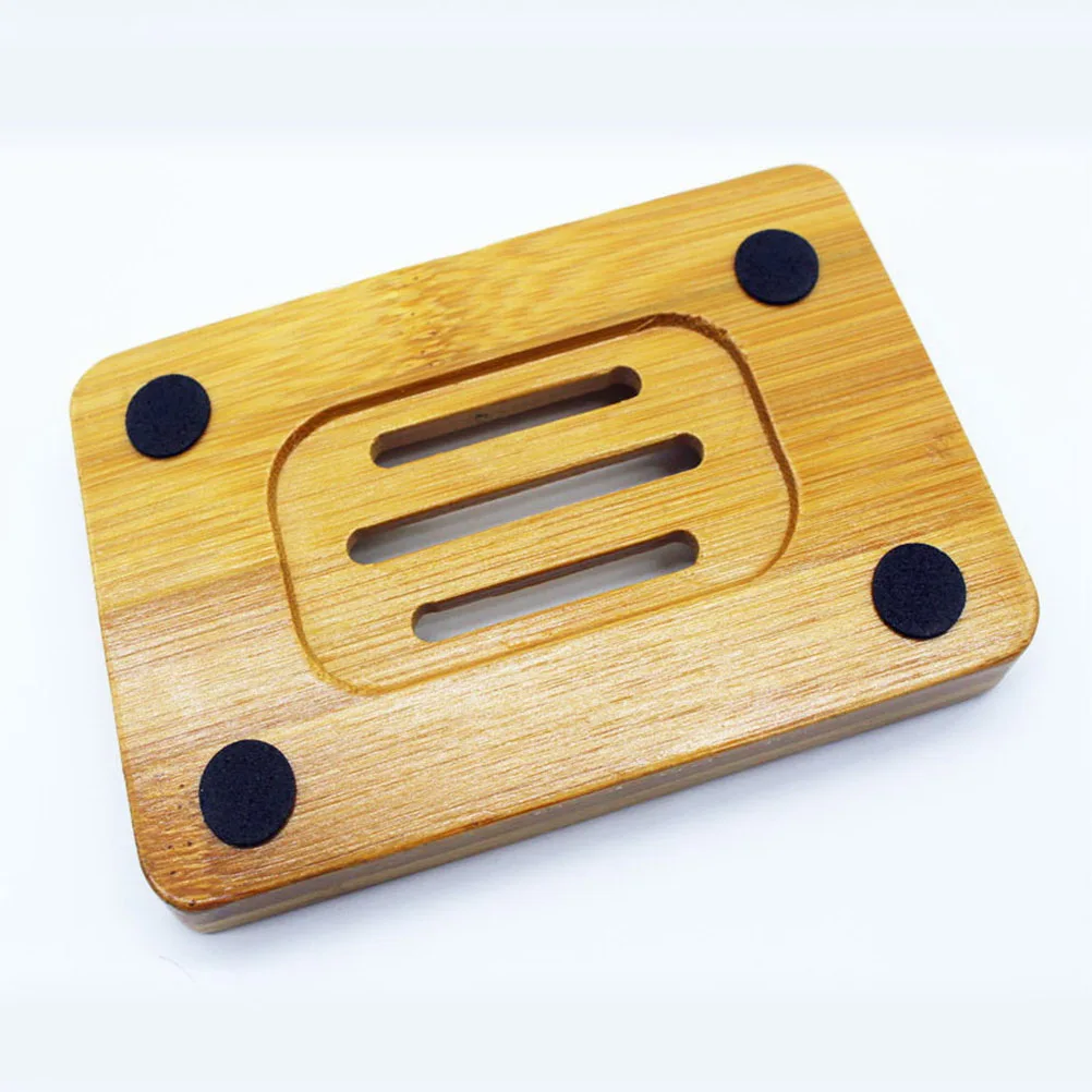

2pcs Wooden Box With Drain Holes Reusable Soap Holder For Bathroom Kitchen Hotel Travel Size Soap Dish Wood Tray