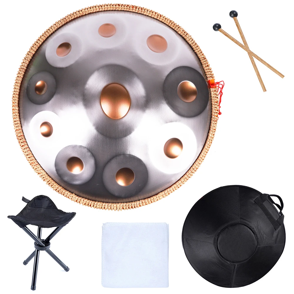 10 Notes 440HZ 432HZ 22inch handpan in D Minor Kurd Steel Hand Drum for Beginner Meditation Yoga