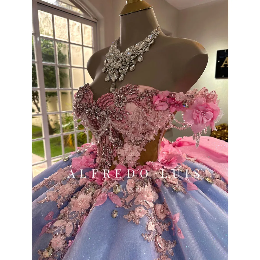 فستان Quinceanera المكسيكي مزين بالدانتيل الشامبانيا من فيستدو بارا Quinceanera فستان فيت 16 فيستدوس دي XV 15 أنوس لعيد الميلاد #3