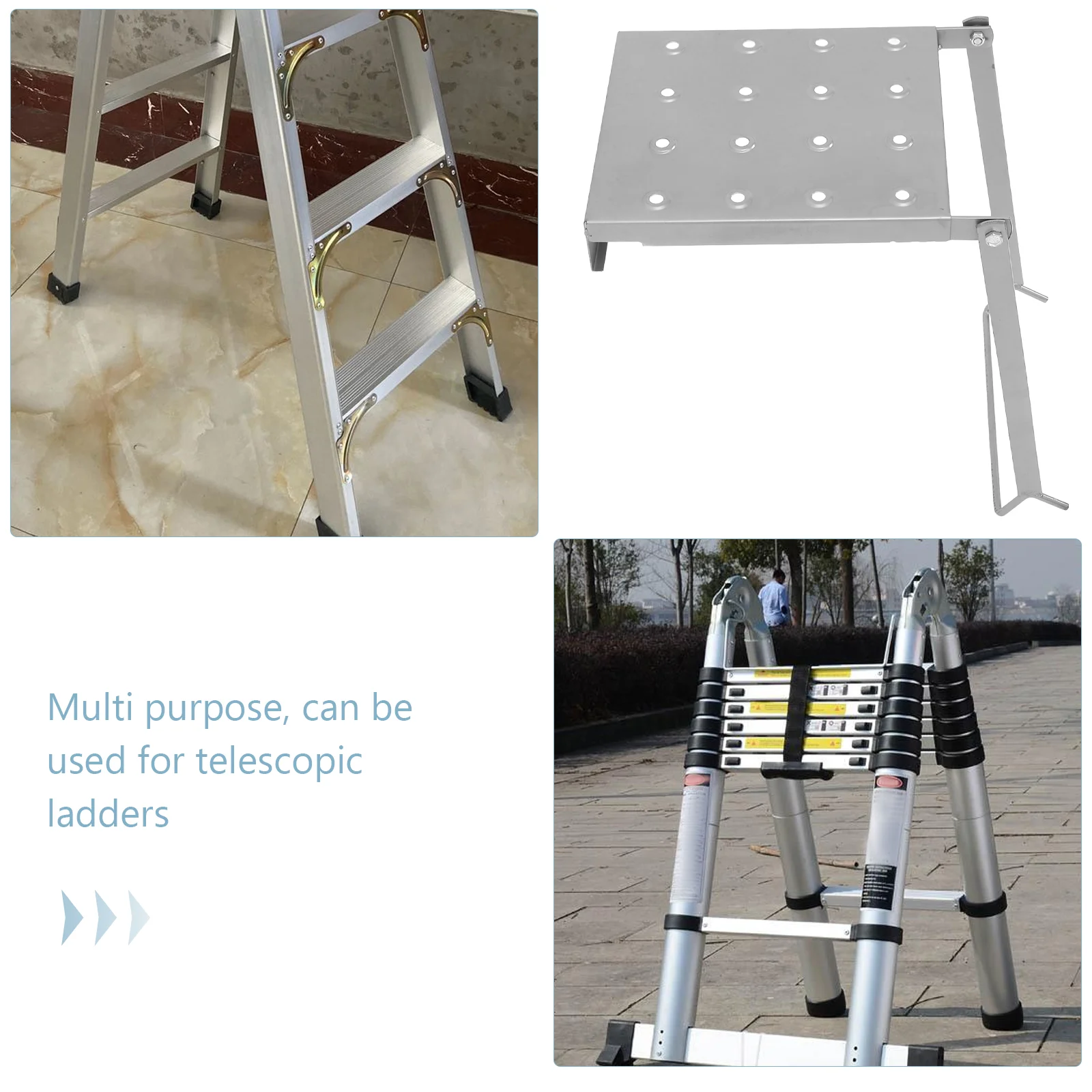 Folding Ladder Small Platform Work Multipurpose Iron Adjustable Steel Ladders Home