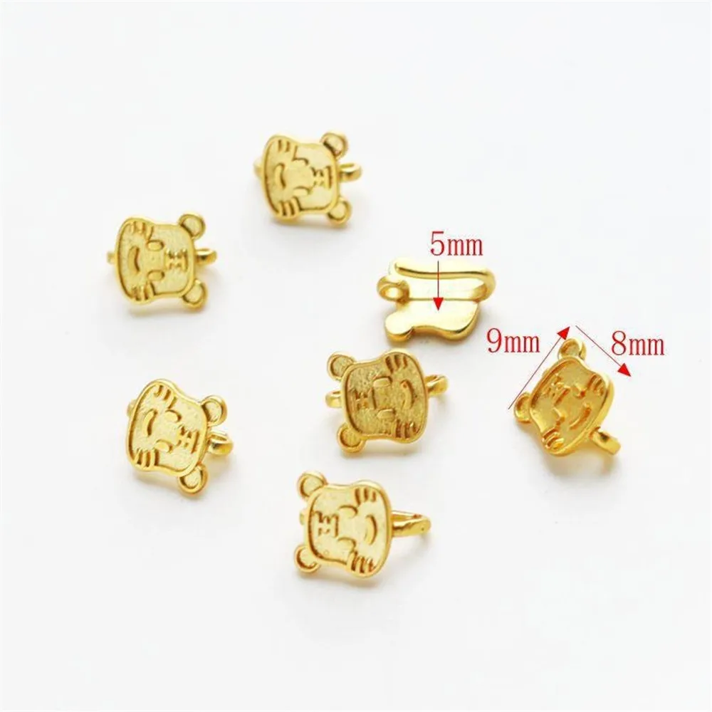 

18-каратное матовое золото, матовый цвет, удерживающий двусторонний кулон с тигром, браслет ручной работы, ожерелье, серьги, бирка, аксессуары