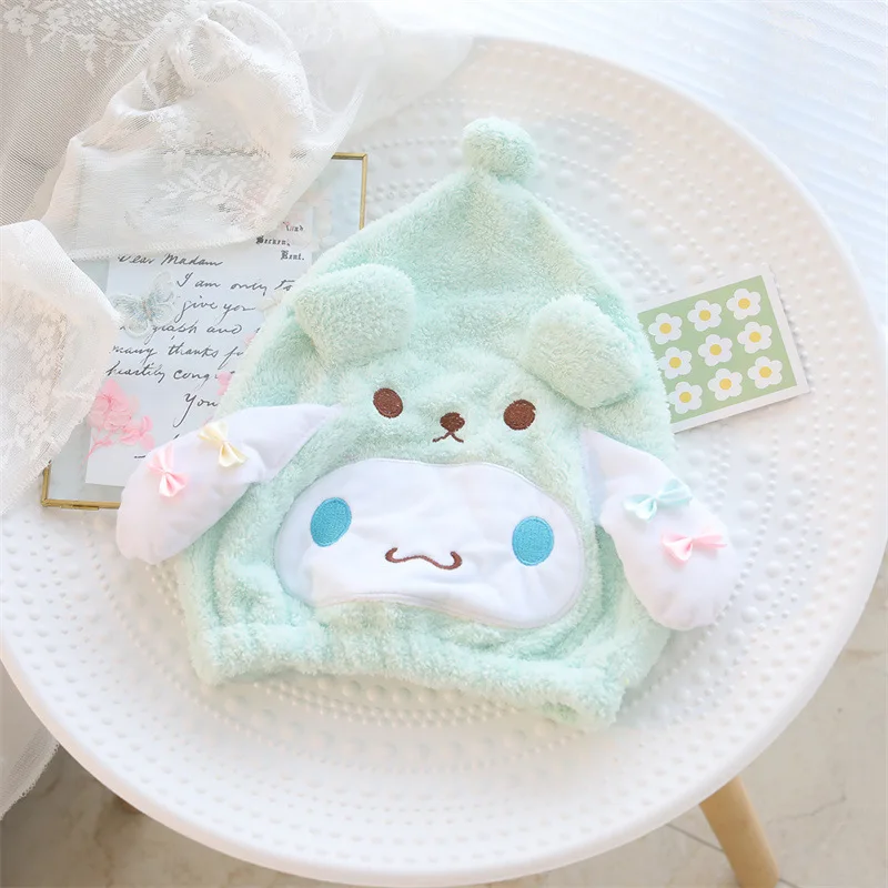 Miniso Toy Sanrio Dry Hair Cap Cartoon Melody Kuromi Yugui Dog Transformation Shower Cap Absorbent Towel