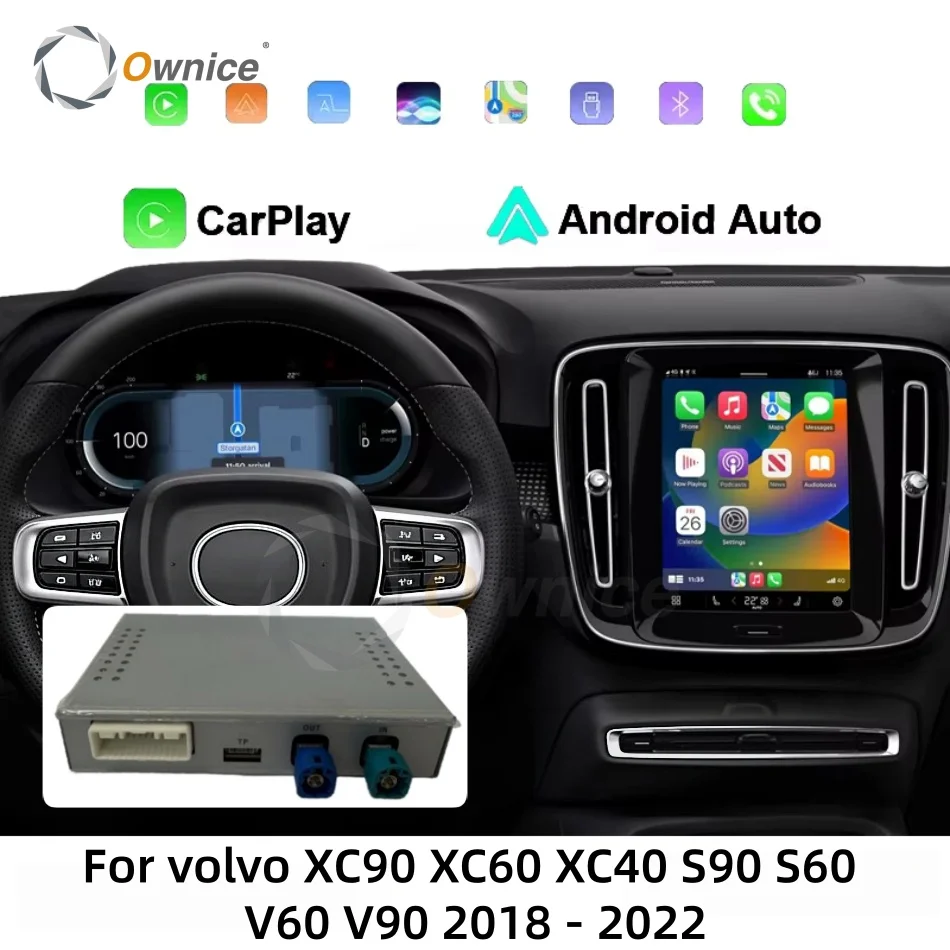 Ownice Android 13 Upgrade Decoder Box Wireless CarPlay Auto For Volvo S60 S90 XC90 2018 2019 2020 2021 2022 Support 360