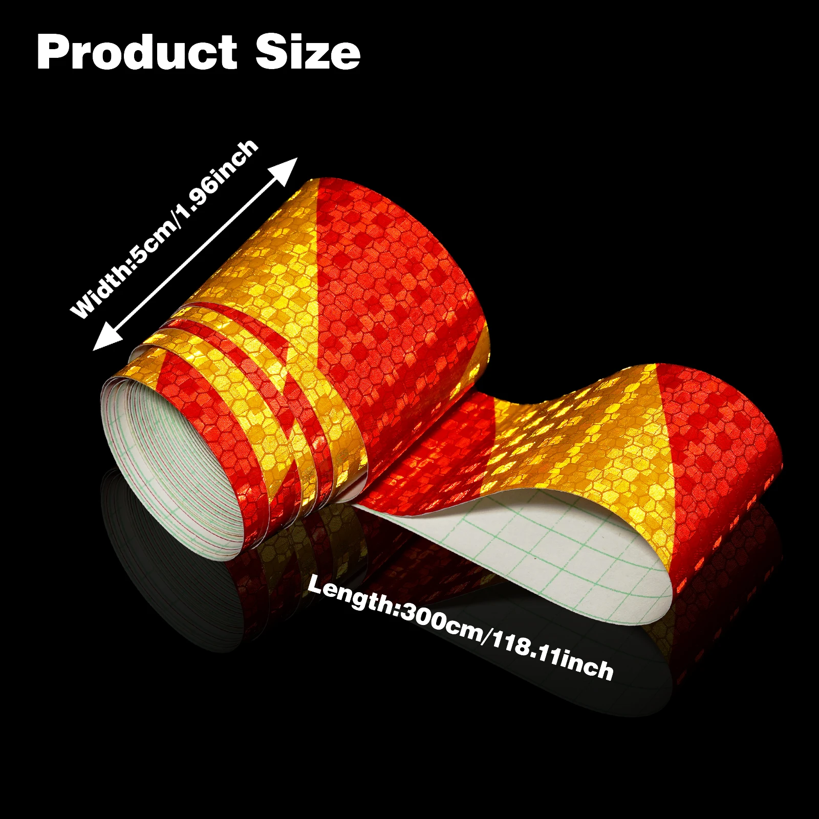 118.11Inch Twill Safety Warning Signs Reflective Tape, Red White, Yellow Black, Red Yellow, High Visibility,Tear-resistant