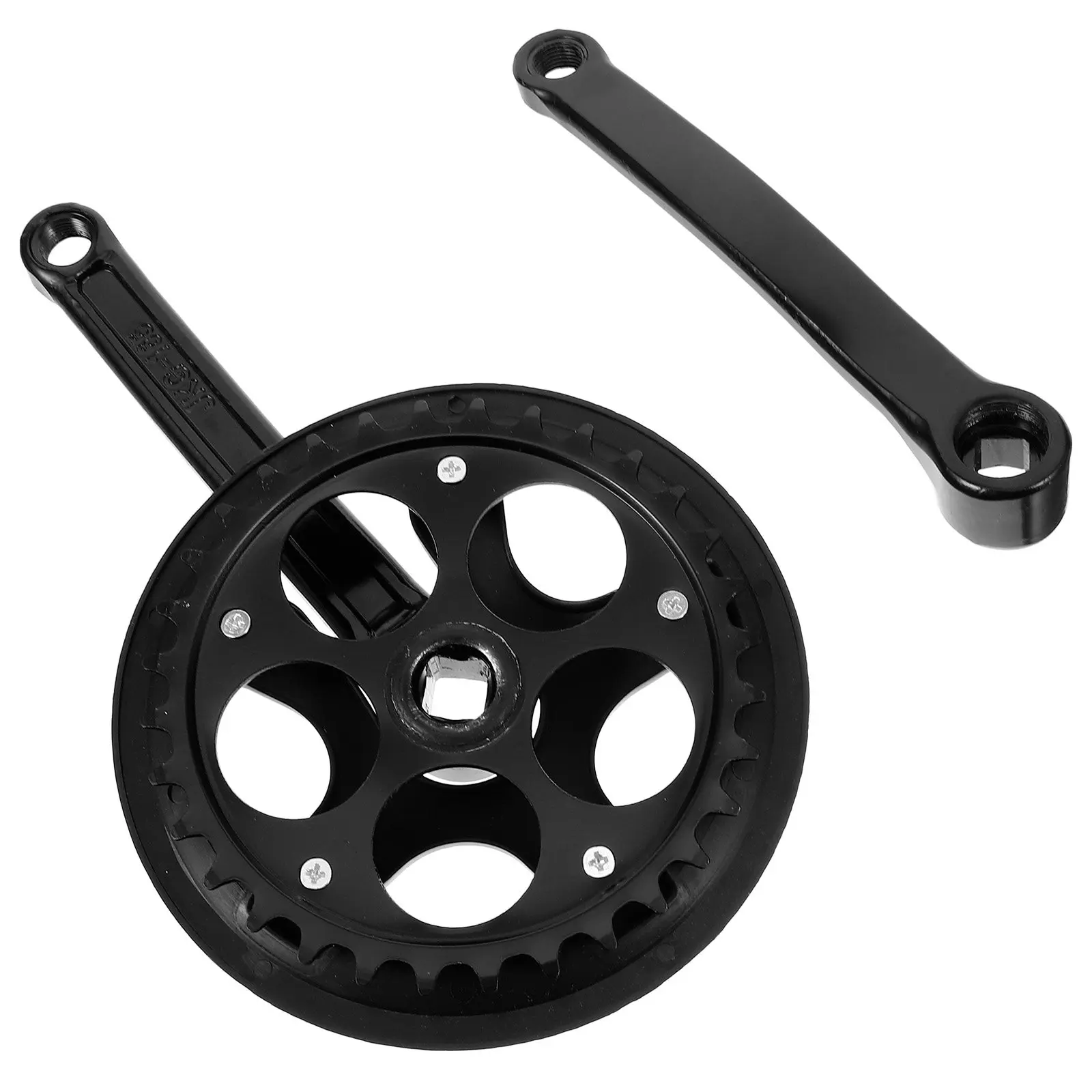 

1Set Bicycle Crankset Square Hole Crank Arm Sturdy Chainring Bike Part Replacement Riding Bike Crankset Tool Sturdy Chainring