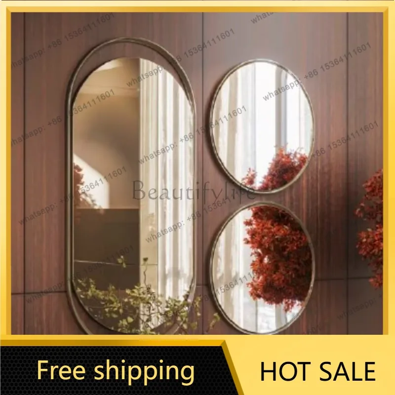 YJ French wall-mounted mirror handmade special-shaped irregular art combination living room decorative mirror