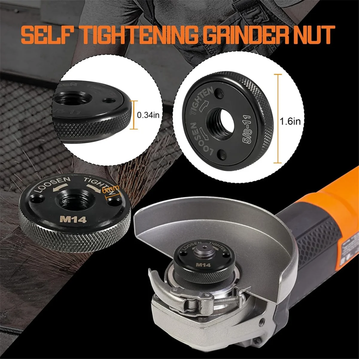 SSR 2PCS Nuts for Anlgle Grinder 4.5Inch and 5Inch No Wrench Required