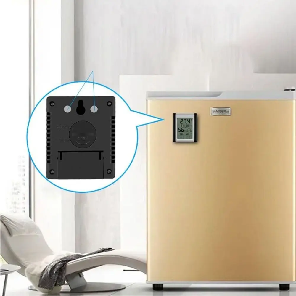 Misuratore di temperatura ad alta precisione Materiale ABS Touch Screen Misuratore di umidità Magnetismo a parete Igrometro Uso domestico