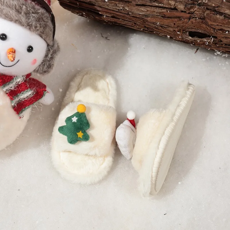

Santa Claus cartoon girl plush slippers 2025 winter new cotton shoes indoor anti slip comfortable home shoes